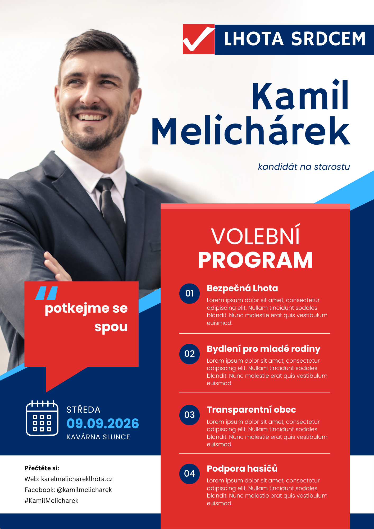Volební plakát – Kamil Melichárek, kandidát na starostu